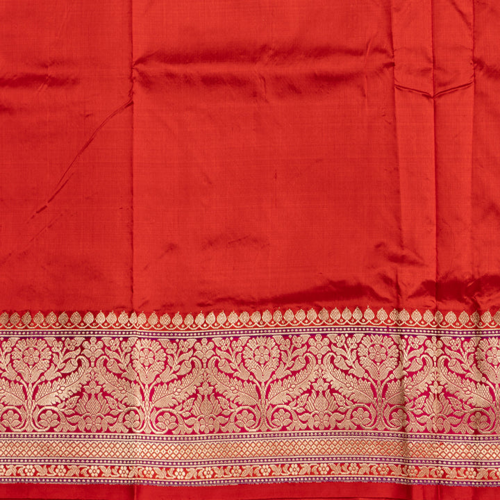 Kuberan Mustard With Red Border Banarasi Silk Saree