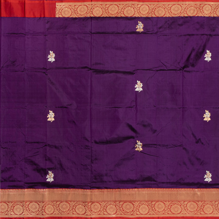 Kuberan Purple With Red Border Banarasi Silk Saree