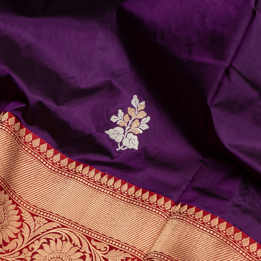 Kuberan Purple With Red Border Banarasi Silk Saree