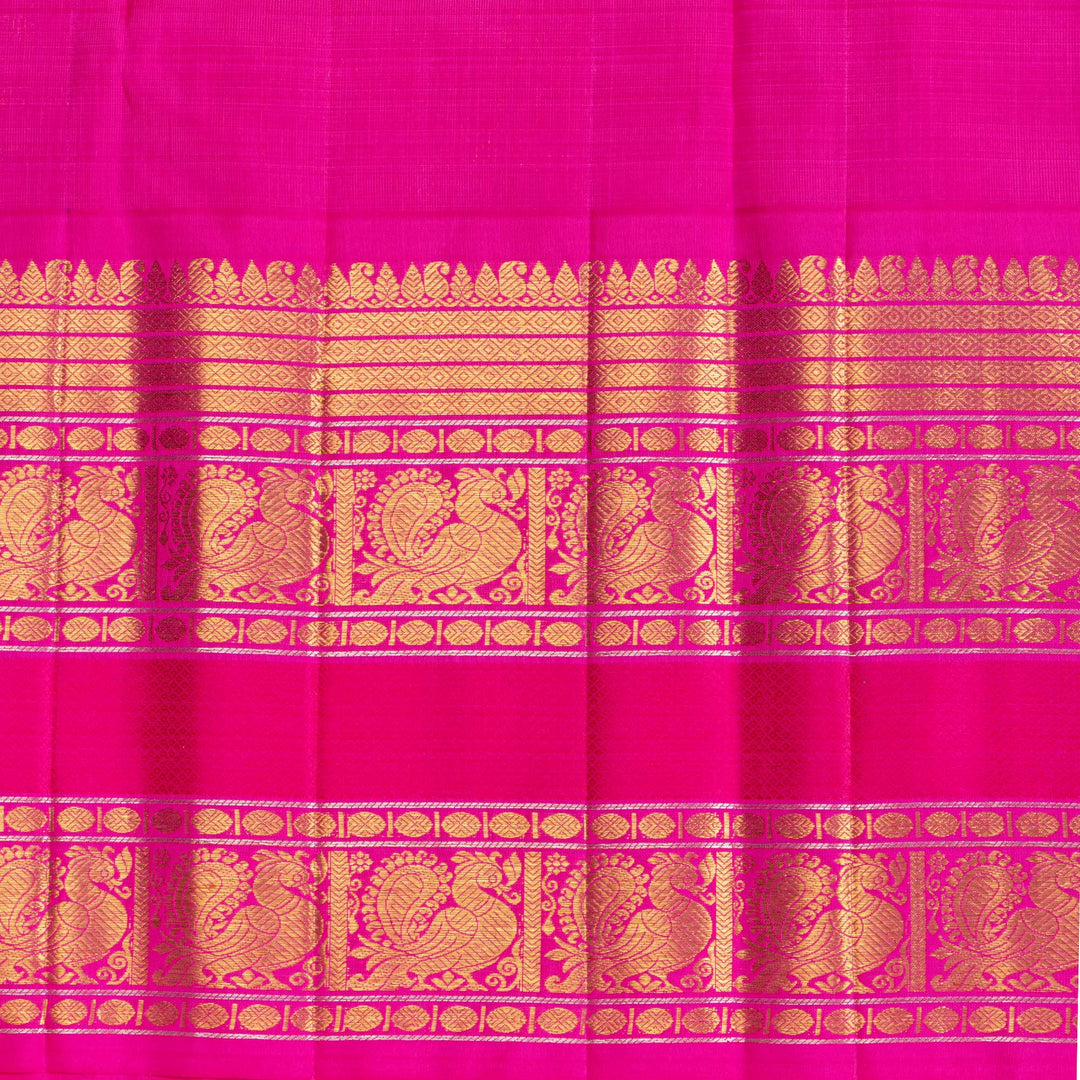 Kuberan Yellow With Pink Organza Kanchivaram Silk Saree