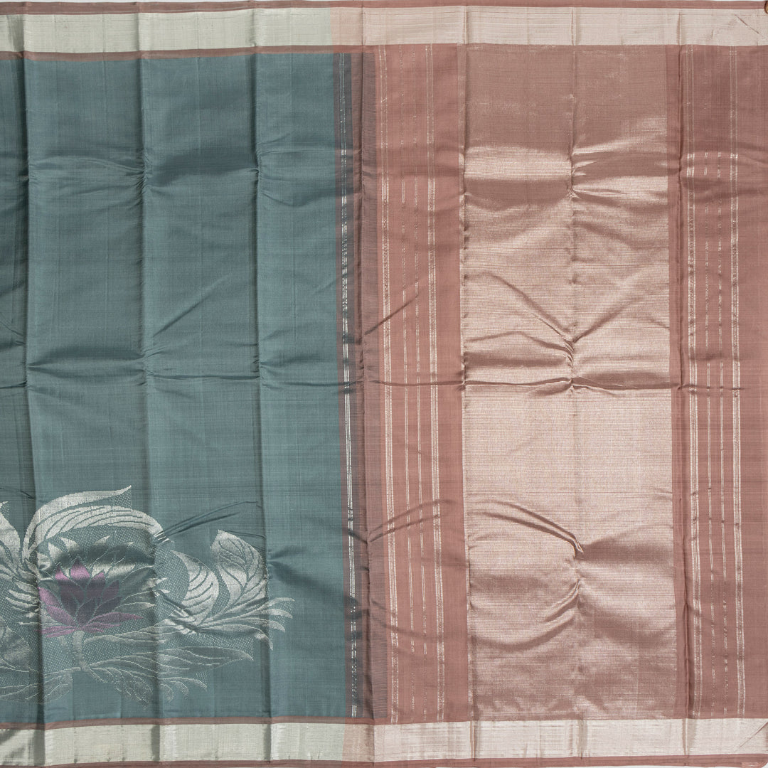 Kuberan Grey With Brown Kanchivaram Silk Saree