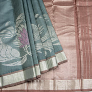 Kuberan Grey With Brown Kanchivaram Silk Saree