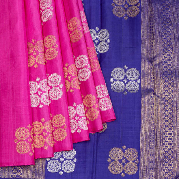 Kuberan Pink With Royalblue Kanchivaram Silk Saree