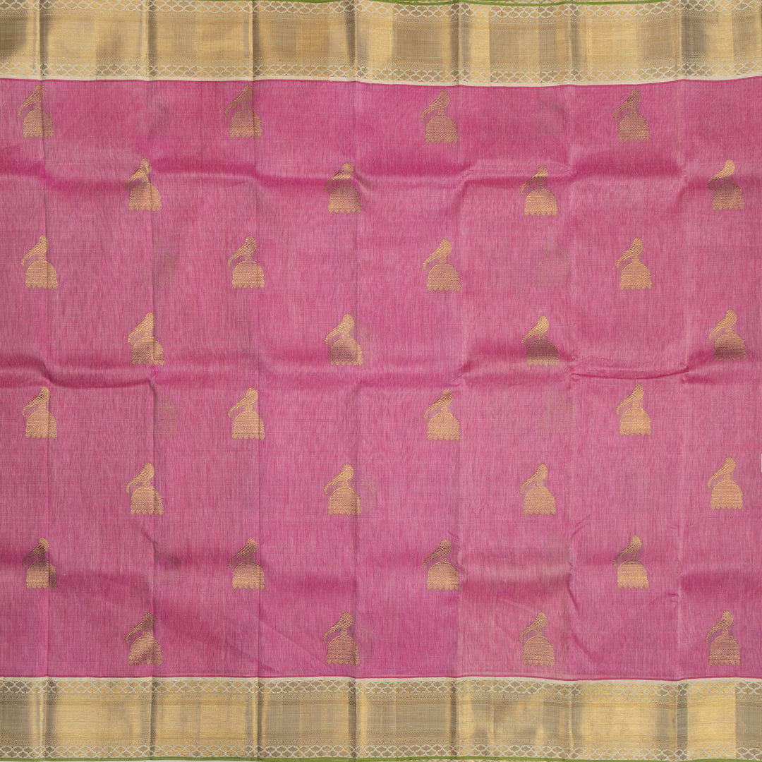 Kuberan Light Pink Kanchivaram Linen Silk Saree