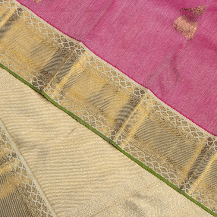 Kuberan Light Pink Kanchivaram Linen Silk Saree