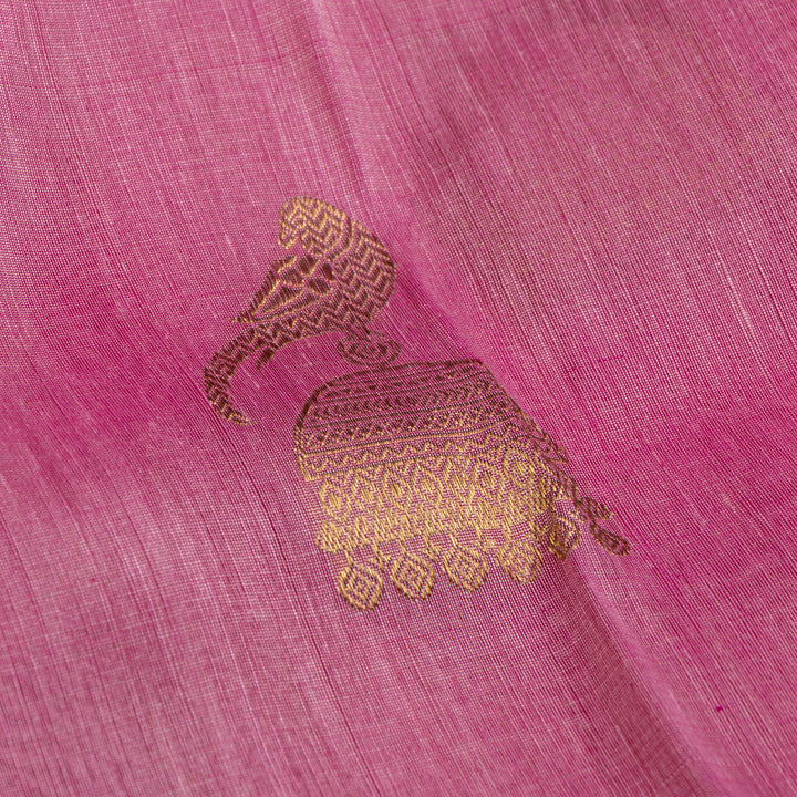 Kuberan Light Pink Kanchivaram Linen Silk Saree