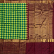 Kuberan Green With Marron Border Woven In Dupion Kanchipuram Silk Saree