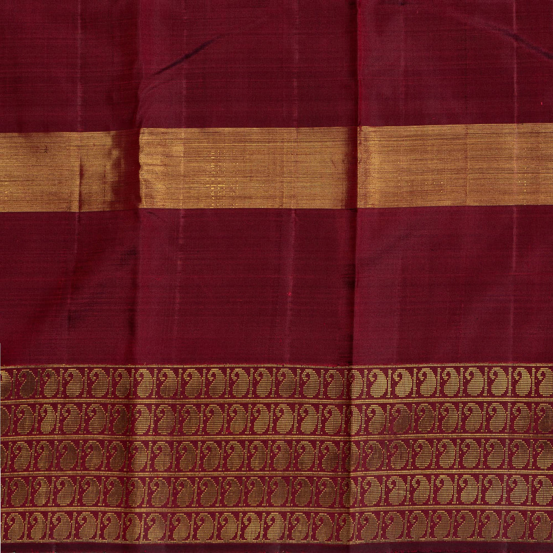 Kuberan Green With Marron Border Woven In Dupion Kanchipuram Silk Saree