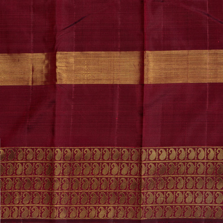 Kuberan Green With Marron Border Woven In Dupion Kanchipuram Silk Saree