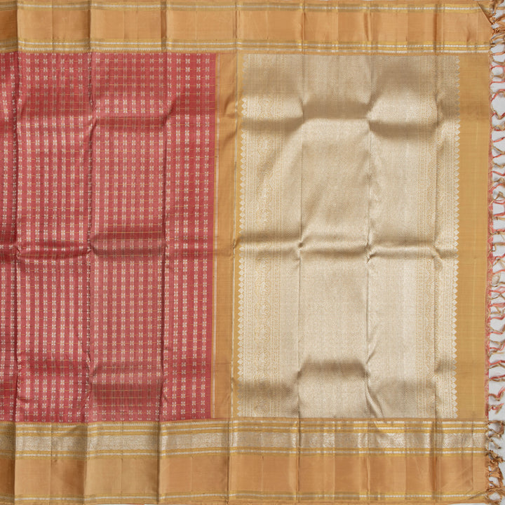 Kuberan Lightpink With Gold Border Organza Kanchipuram Silk Saree