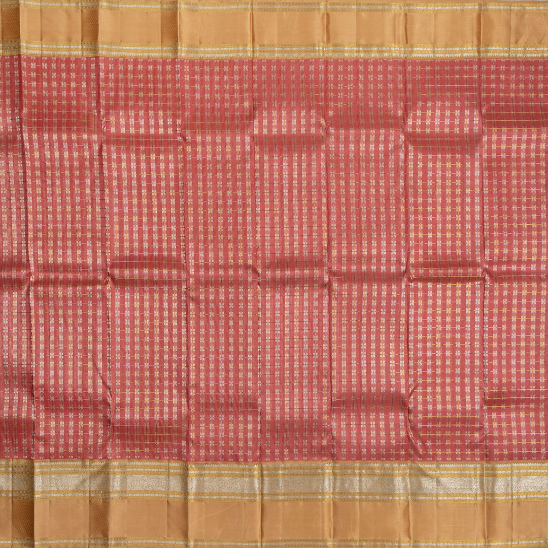 Kuberan Lightpink With Gold Border Organza Kanchipuram Silk Saree
