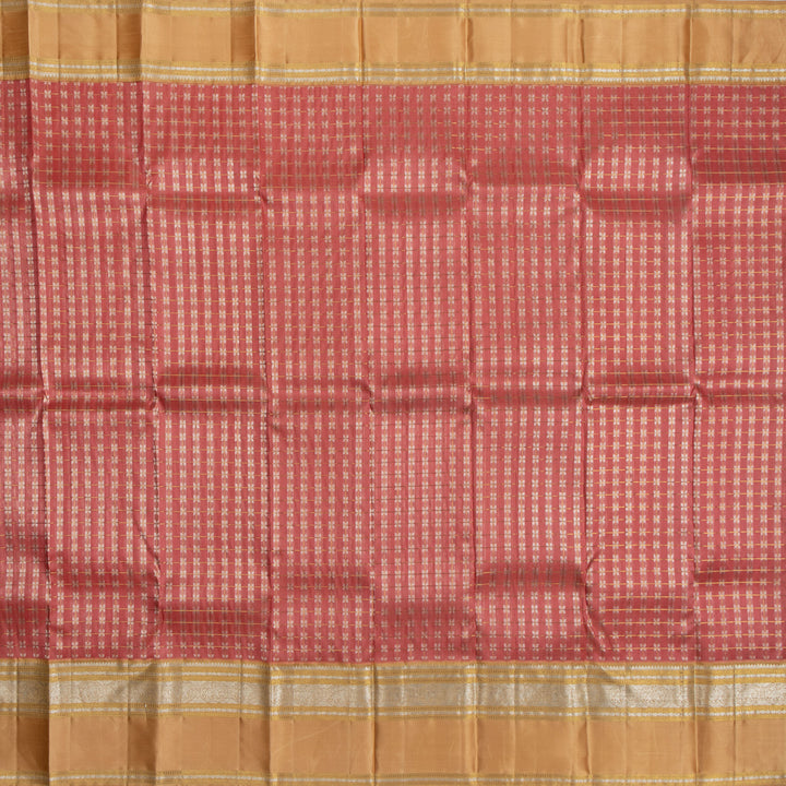 Kuberan Lightpink With Gold Border Organza Kanchipuram Silk Saree