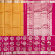 Kuberan Yellow With Pink Border Organza Kanchipuram Silk Saree