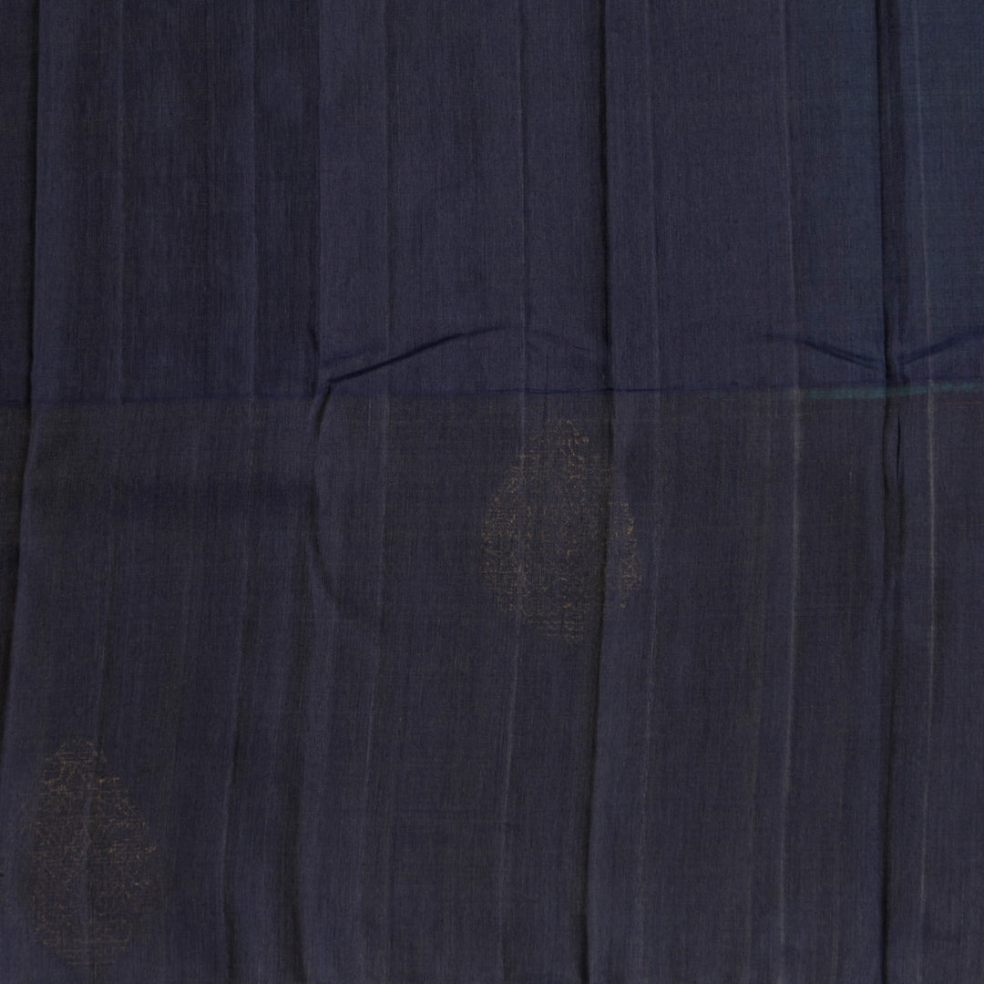 Kuberan Blue With Black Border Linen Kanchipuram Silk Saree