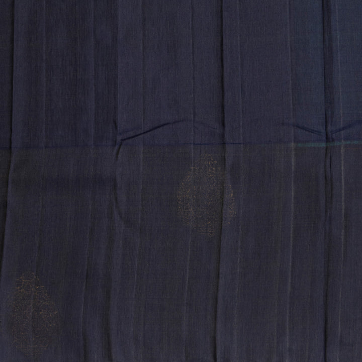 Kuberan Blue With Black Border Linen Kanchipuram Silk Saree