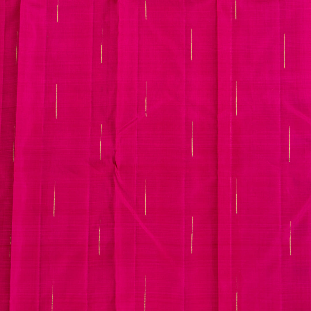 Yellow with Pink Border Linen Kanchipuram Silk Saree