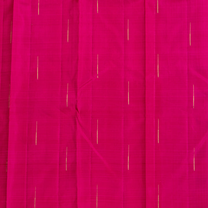 Yellow with Pink Border Linen Kanchipuram Silk Saree