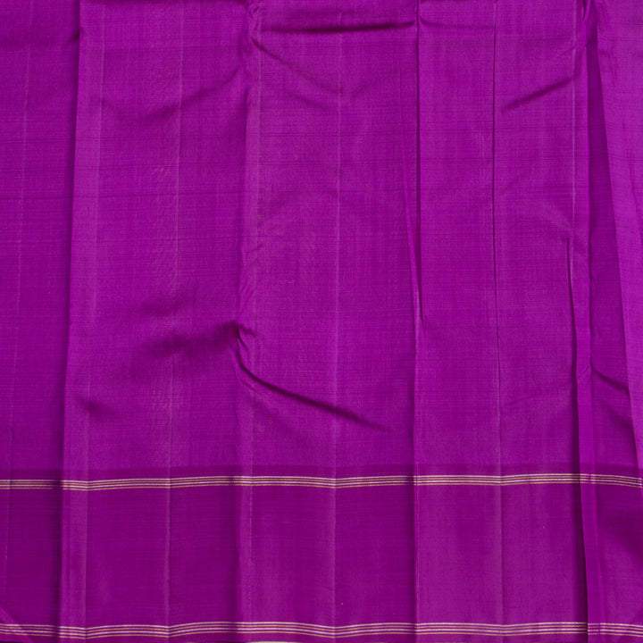 Parrot Green with Purple Border Linen Kanchipuram Silk Saree