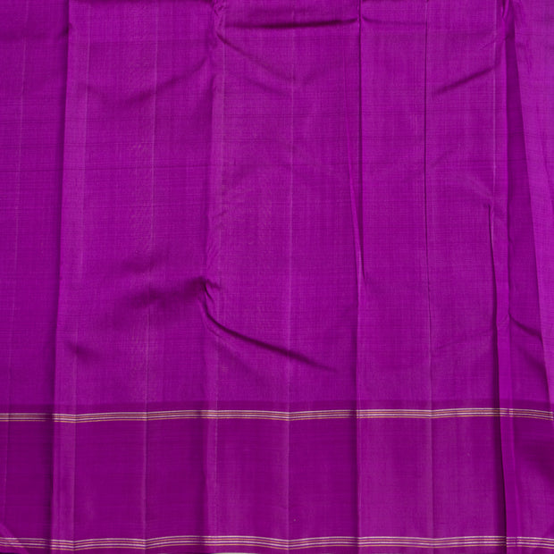 Parrot Green with Purple Border Linen Kanchipuram Silk Saree