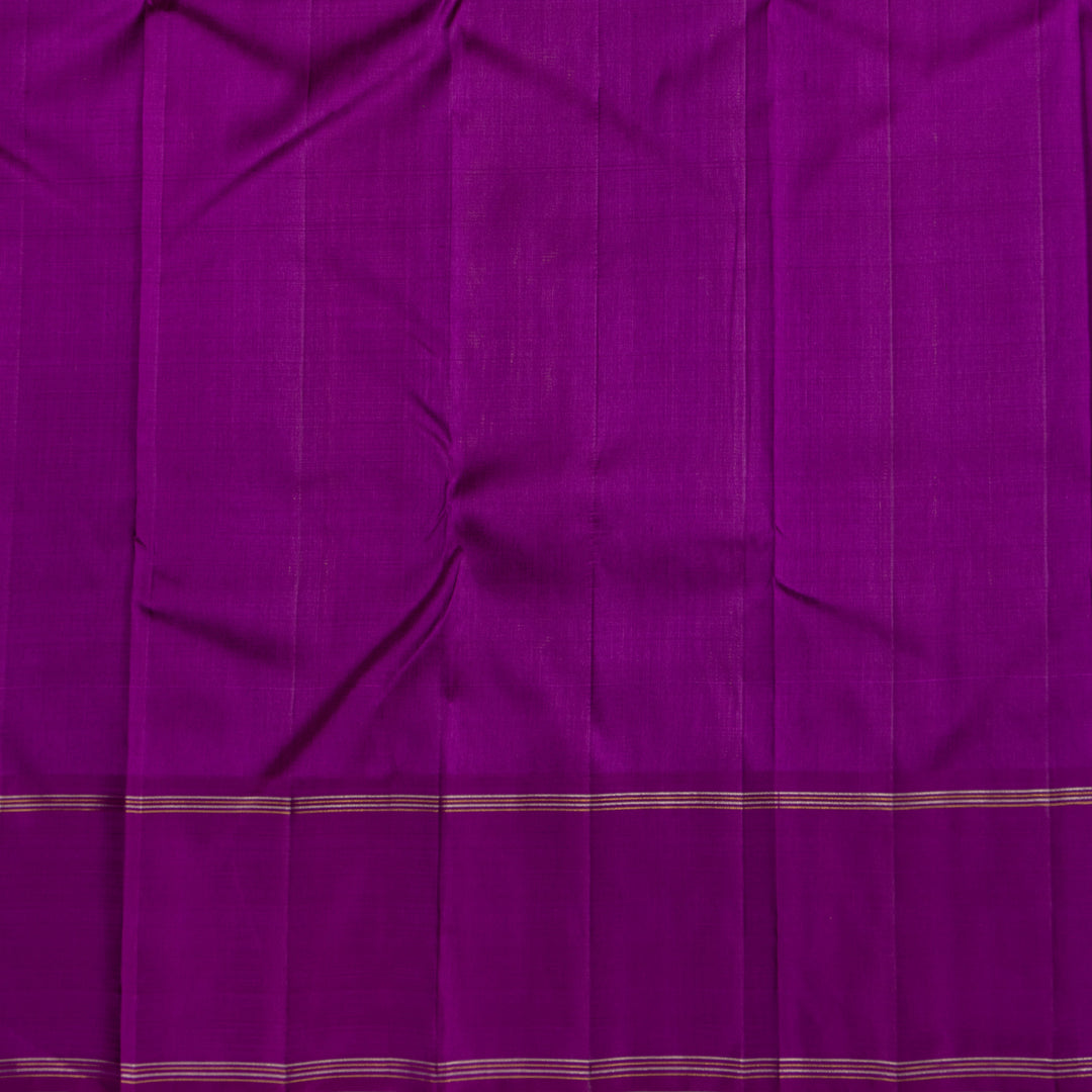 Yellow Linen Kanchipuram Silk Saree with Purple Border 