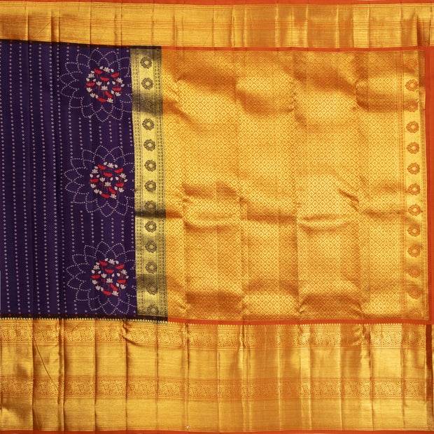 Kuberan Blue Kalamkari Prints Kanchipuram Silk Saree