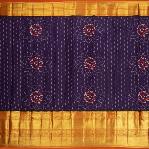 Kuberan Blue Kalamkari Prints Kanchipuram Silk Saree