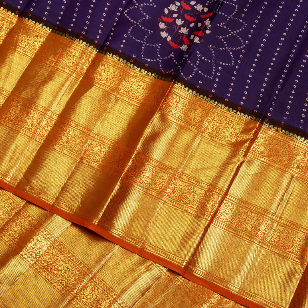 Kuberan Blue Kalamkari Prints Kanchipuram Silk Saree