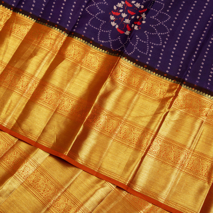 Kuberan Blue Kalamkari Prints Kanchipuram Silk Saree