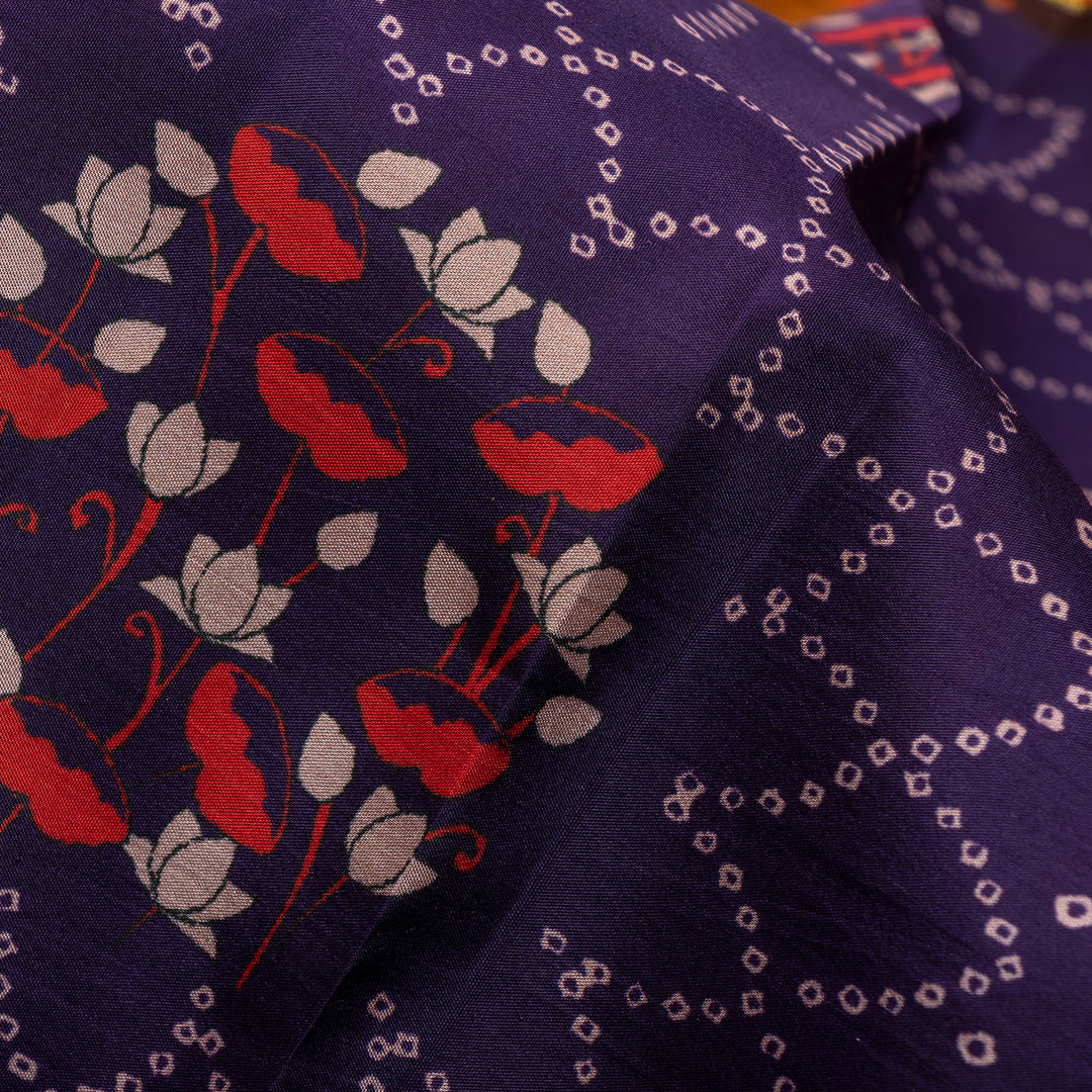 Kuberan Blue Kalamkari Prints Kanchipuram Silk Saree