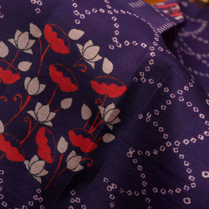 Kuberan Blue Kalamkari Prints Kanchipuram Silk Saree