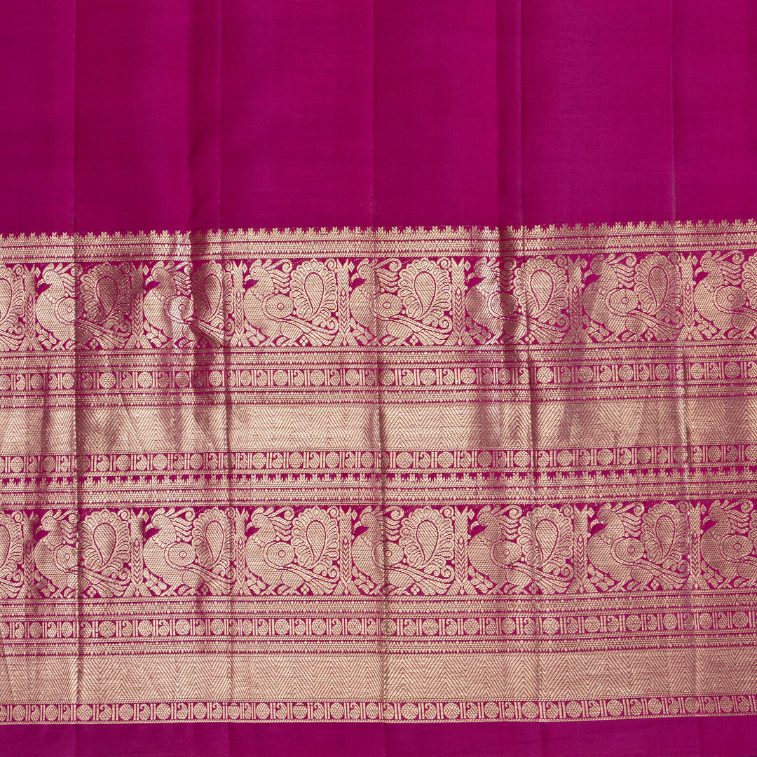 Kuberan Blue Kalamkari Prints Kanchipuram Silk Sare