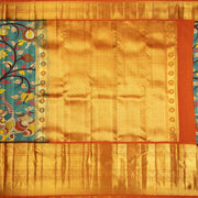 Kuberan Rama Green Kalamkari Prints Kanchipuram Silk Saree
