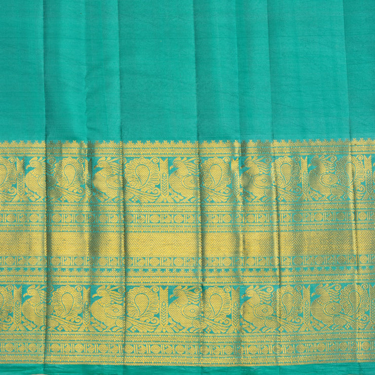 Kuberan Blue Kalamkari Prints Kanchipuram Silk Sare