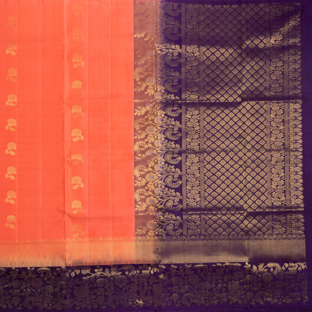 Kuberan Peach Pure Soft Silk Saree