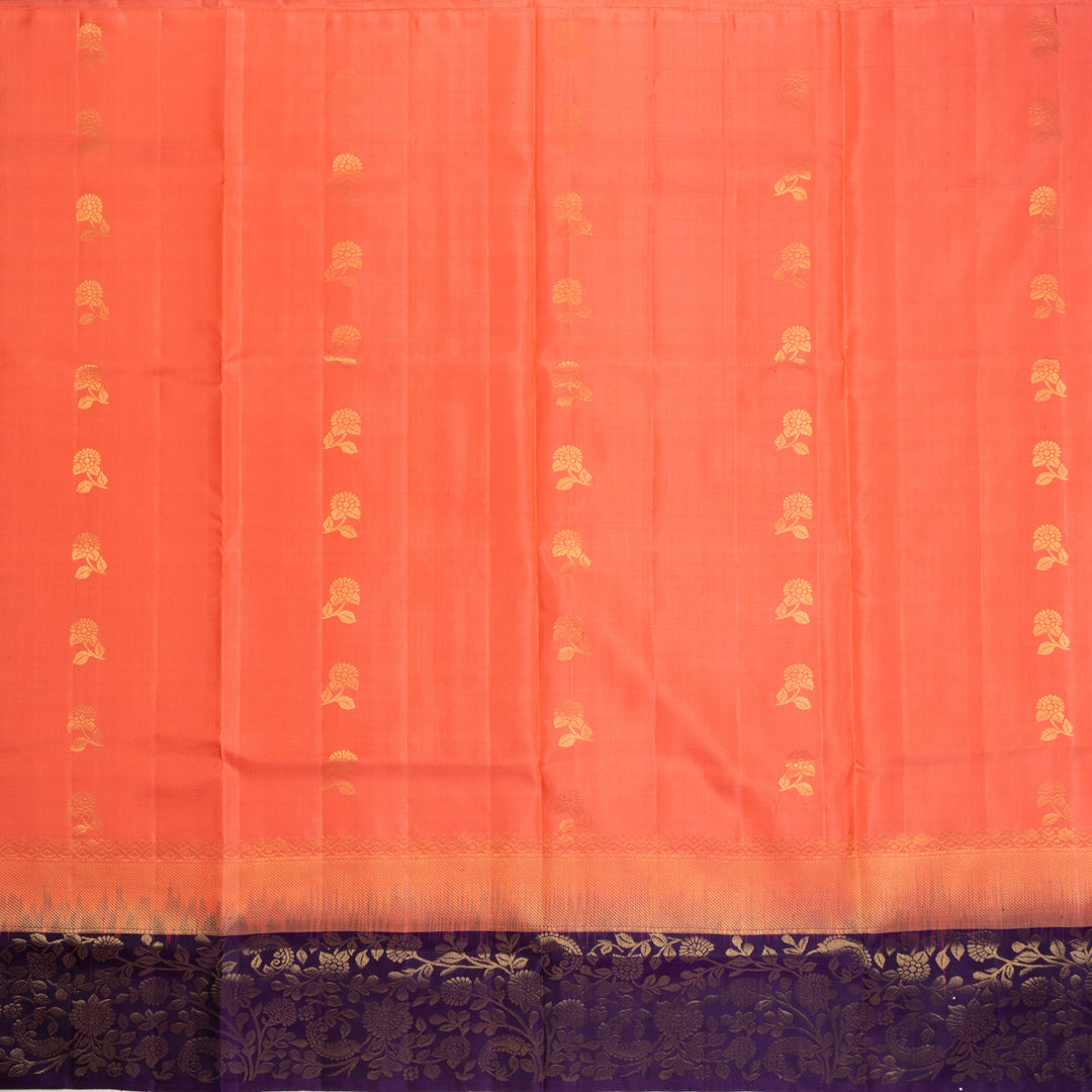 Kuberan Peach Pure Soft Silk Saree