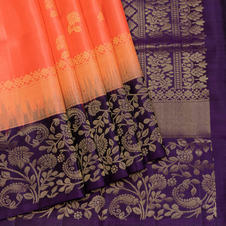 Kuberan Peach Pure Soft Silk Saree