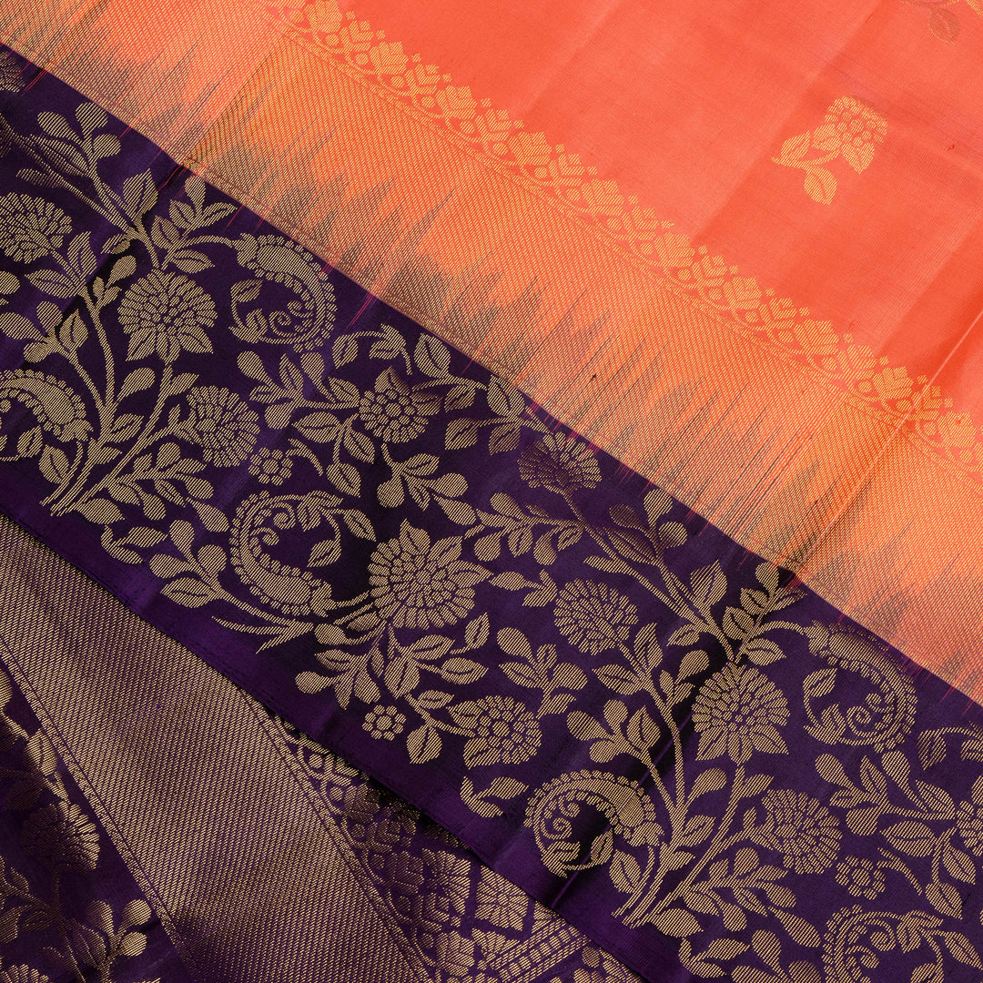 Kuberan Peach Pure Soft Silk Saree