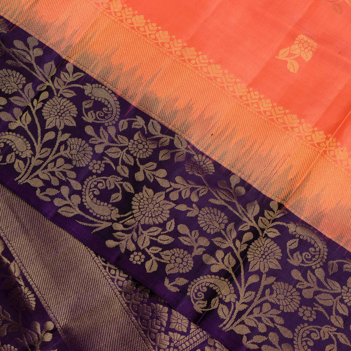Kuberan Peach Pure Soft Silk Saree