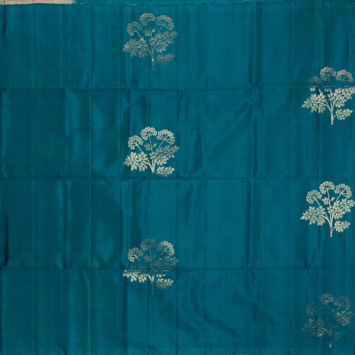Kuberan Peacock Blue Pure Soft Silk Saree