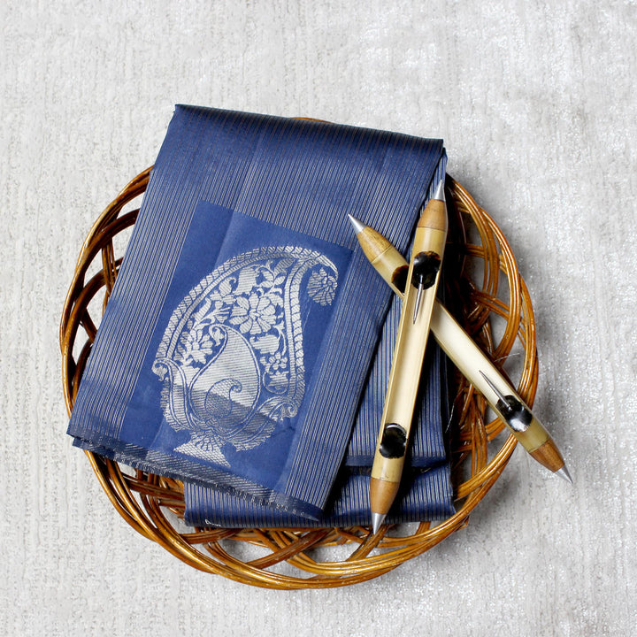 Kuberan Navy Blue Semi Silk Saree