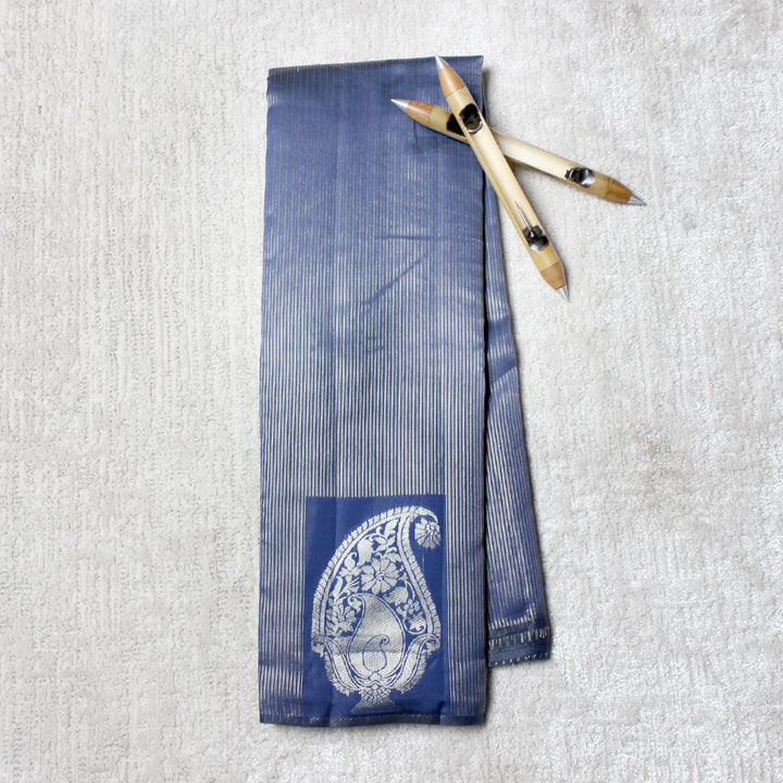 Kuberan Navy Blue Semi Silk Saree