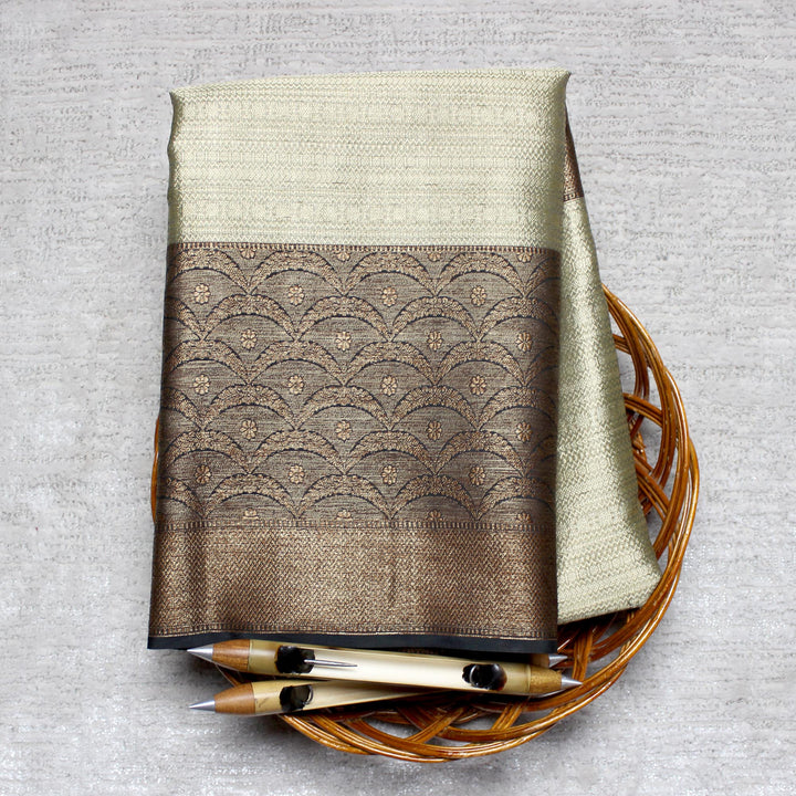 Kuberan Golden Black Cotton Saree