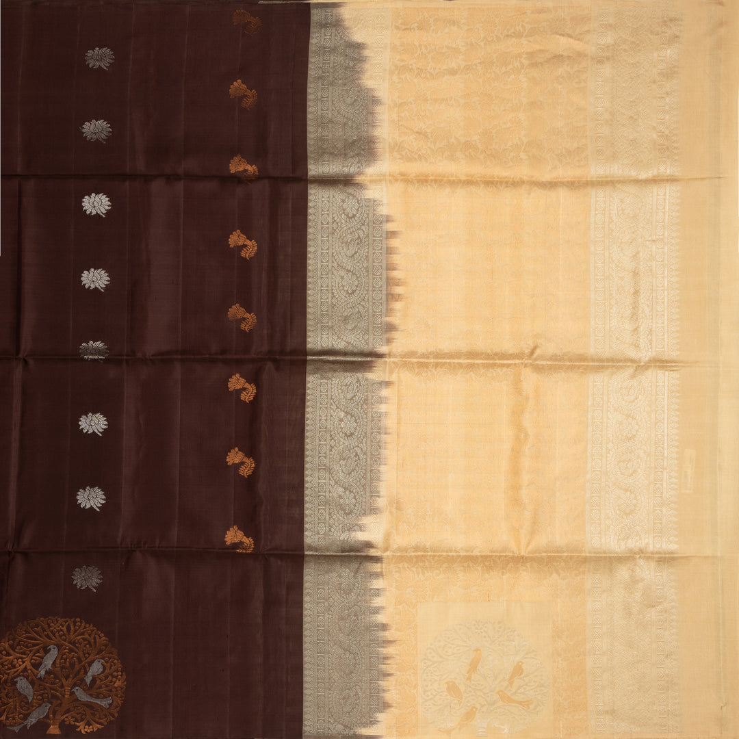 Kuberan Brown Pure Soft Silk Saree