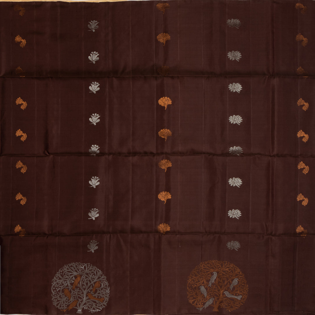 Kuberan Brown Pure Soft Silk Saree