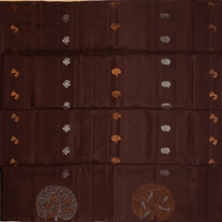 Kuberan Brown Pure Soft Silk Saree