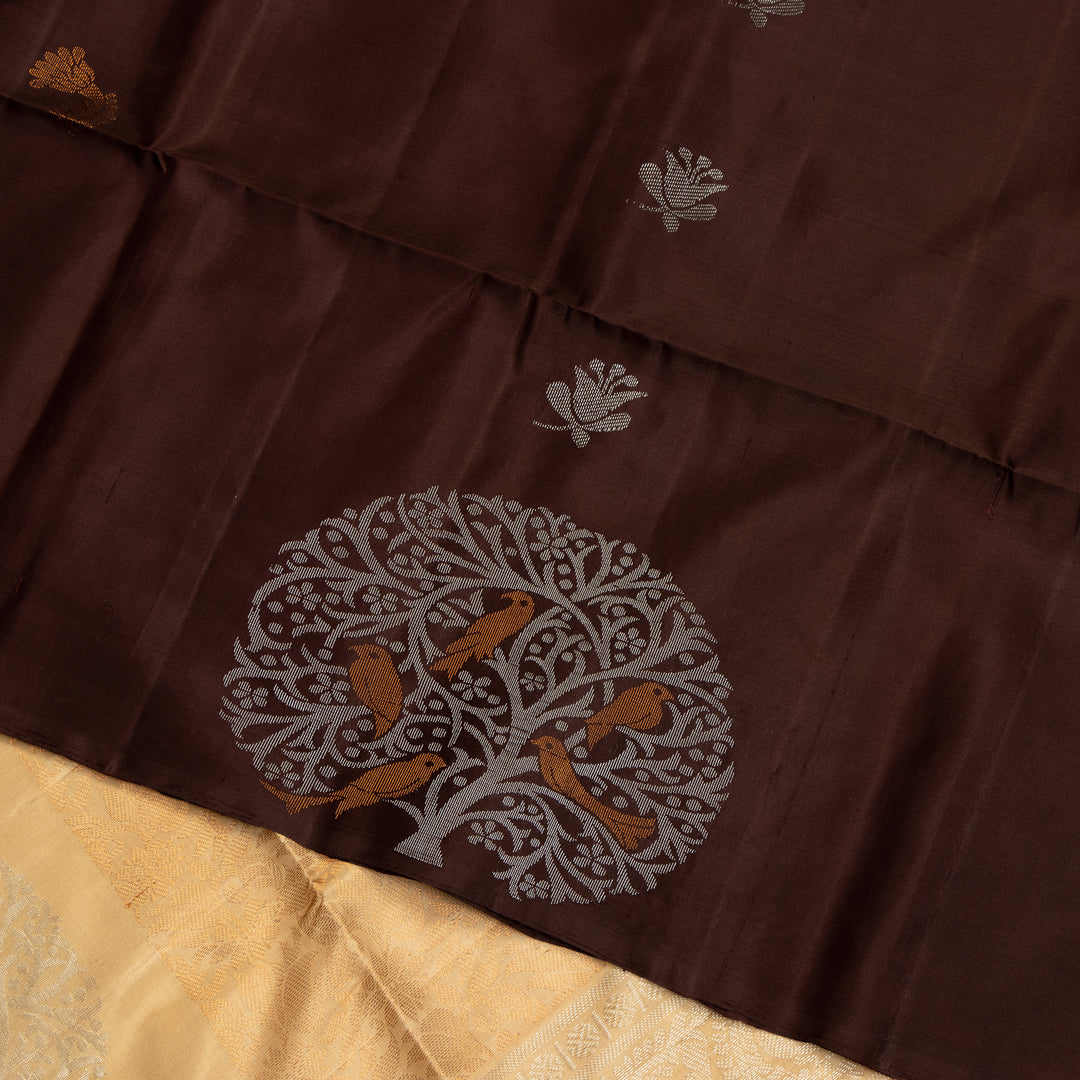 Kuberan Brown Pure Soft Silk Saree