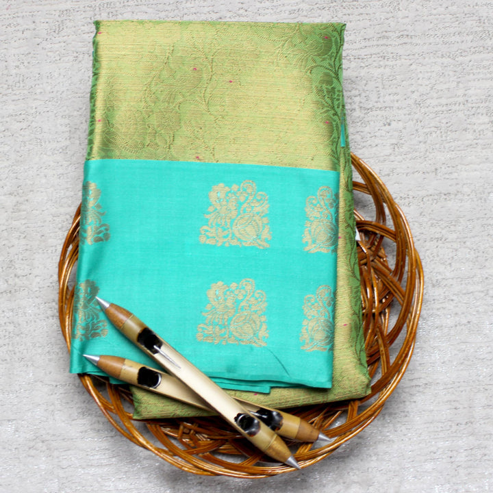 Kuberan Golden Blue Cotton Saree