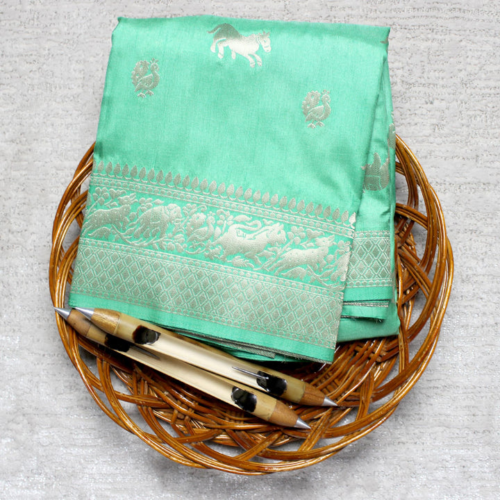 Kuberan Green Semi Banarasi Saree