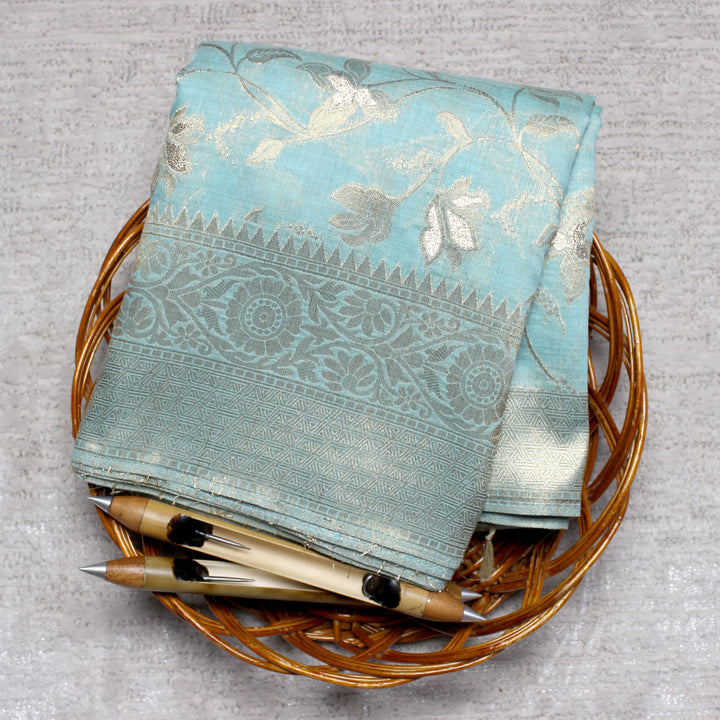 Kuberan Blue Raw Silk Saree