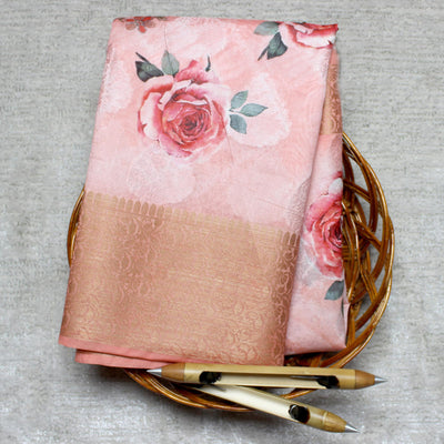 Kuberan Printed Baby Pink Cotton Saree